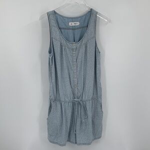 AG Liberty Emma sleeveless cotton shorts romper chambray blue floral Large